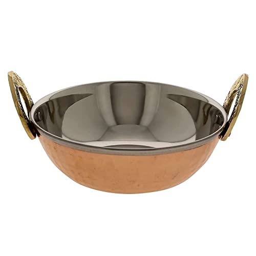Skywalk Steel Copper Set of 1 Dish Serving Handi 300 ML with 1 Kadhai Karahi Kadai Wok 350 ML - Serving Dishes Vegetables Home Hotel Restaurant Tableware Serveware,Copper Handi+Copper karahi Combo - Image 3
