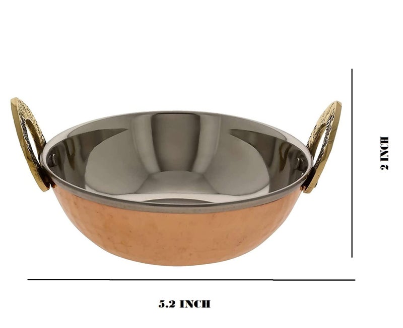 Skywalk Steel Copper Set of 1 Dish Serving Handi 300 ML with 1 Kadhai Karahi Kadai Wok 350 ML - Serving Dishes Vegetables Home Hotel Restaurant Tableware Serveware,Copper Handi+Copper karahi Combo - Image 5