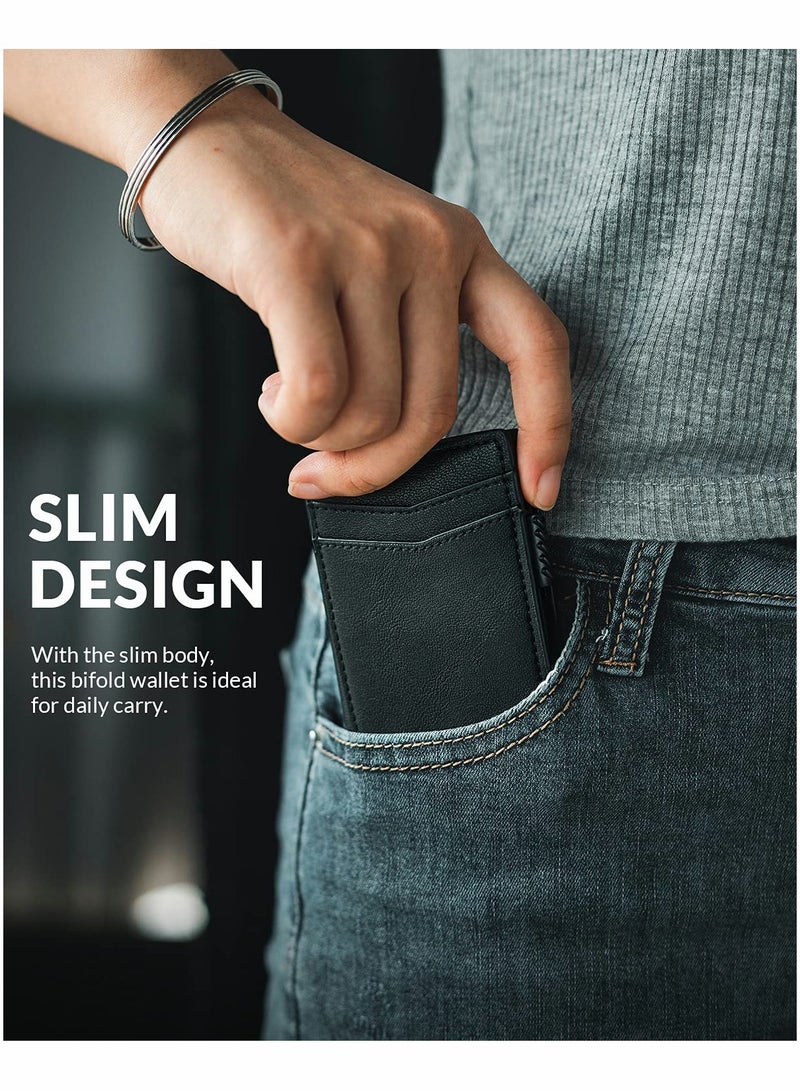 Card Holder Wallet with Coin Pocket Magnetic Closure Pop Up Cards Slim Leather RFID Protection to 11 Case - Image 5