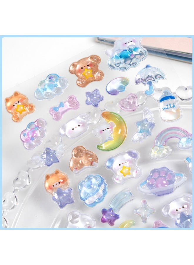 Flash Hot Shimmer Stickers 3d Relief Stickers Solid Children's Cartoon Animal Crystal Phone Case Decorations - Image 3