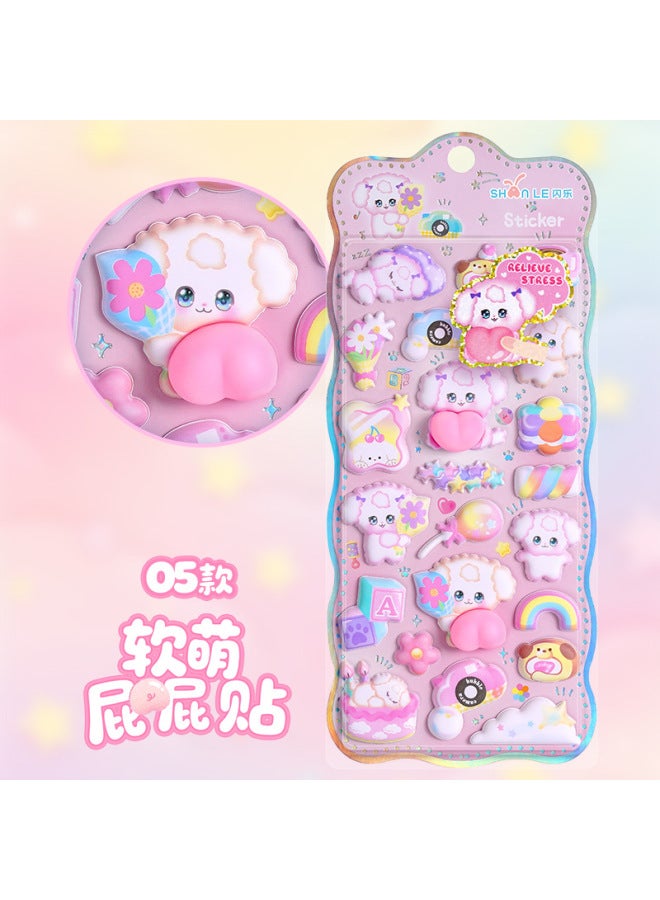 Flash Hot Shimmer Stickers 3d Relief Stickers Solid Children's Cartoon Animal Crystal Phone Case Decorations - Image 1