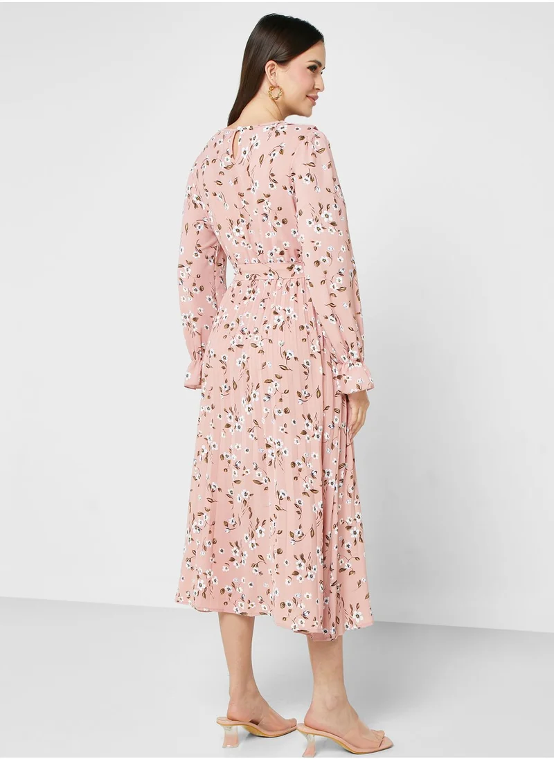 ELLA Floral Ruffle Midi Dress