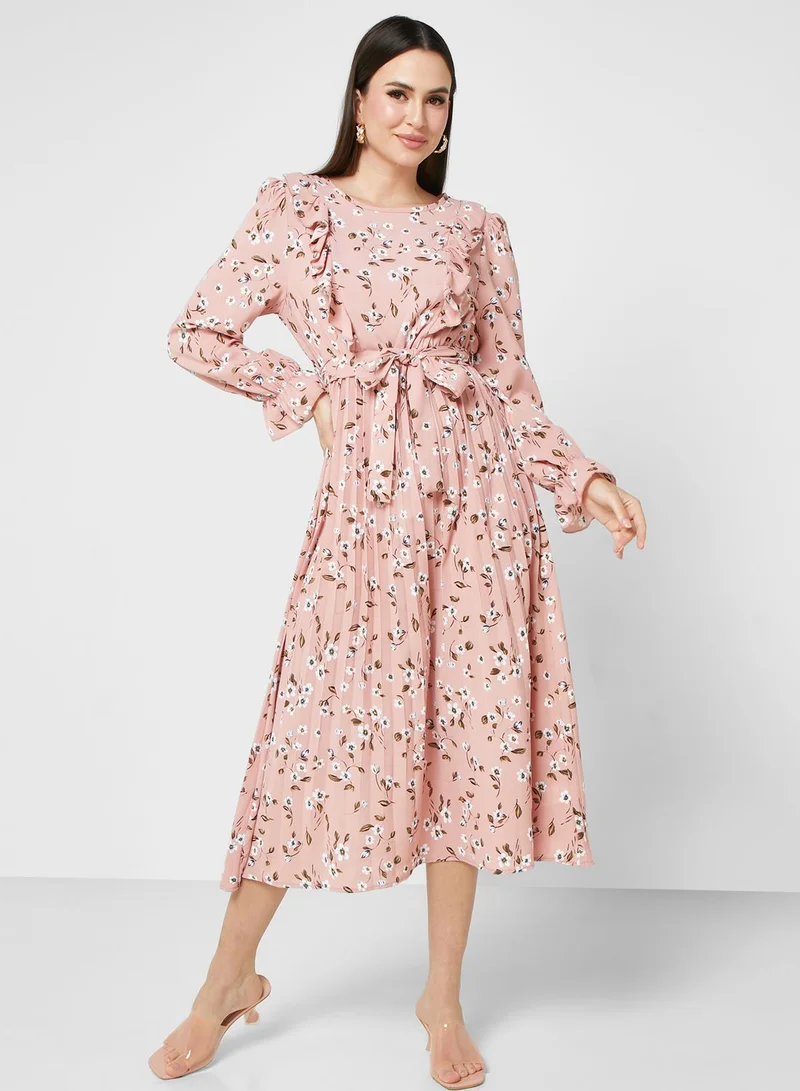 ELLA Floral Ruffle Midi Dress