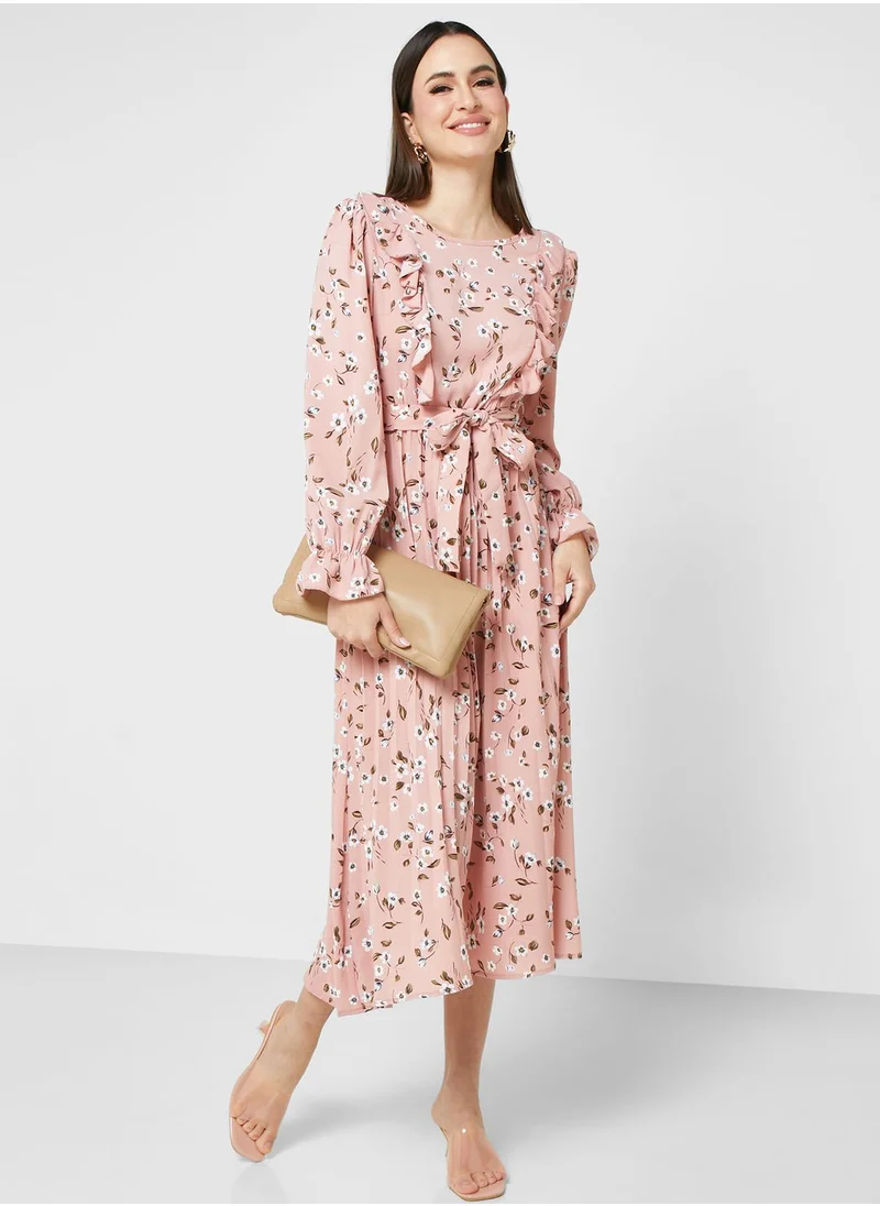 ELLA Floral Ruffle Midi Dress
