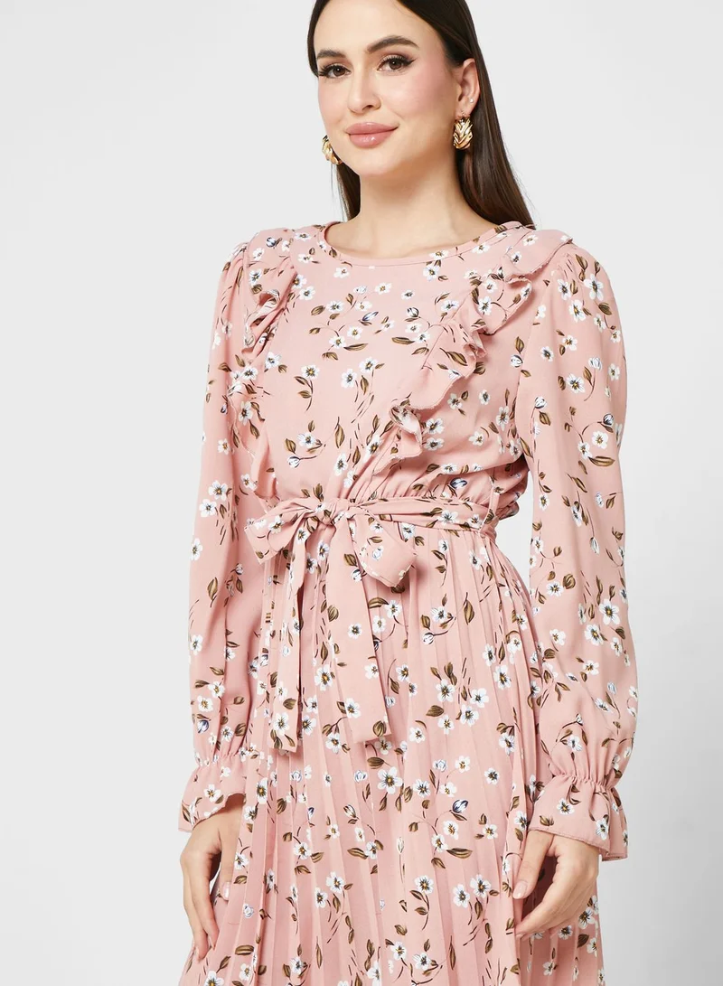 ELLA Floral Ruffle Midi Dress