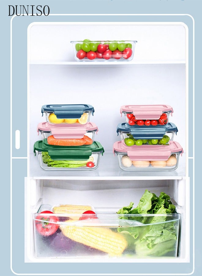 Loquat 3 pieces glass kitchen meal preparation containers, lunch glass bowls, refrigerator frozen food sealed storage boxes, 410ml, 680ml, 650ml, with durable lock covers, children's and adult glass bento - Image 4