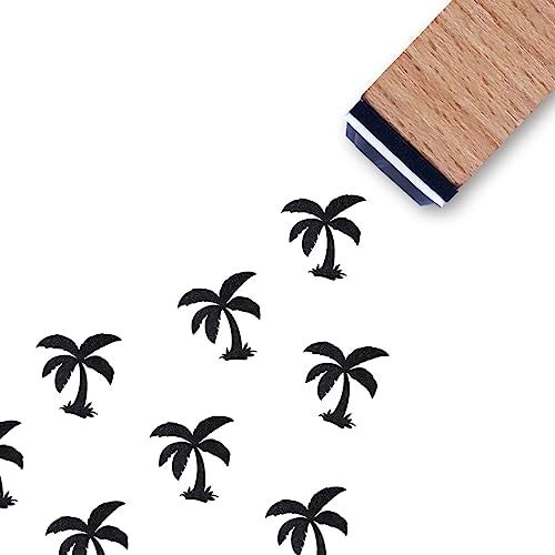 GUVSPTI Palm Tree Rubber Stamp, 3/5 Inch Small Mini Stamp for Scrapbooking Card Making Planner - Image 1