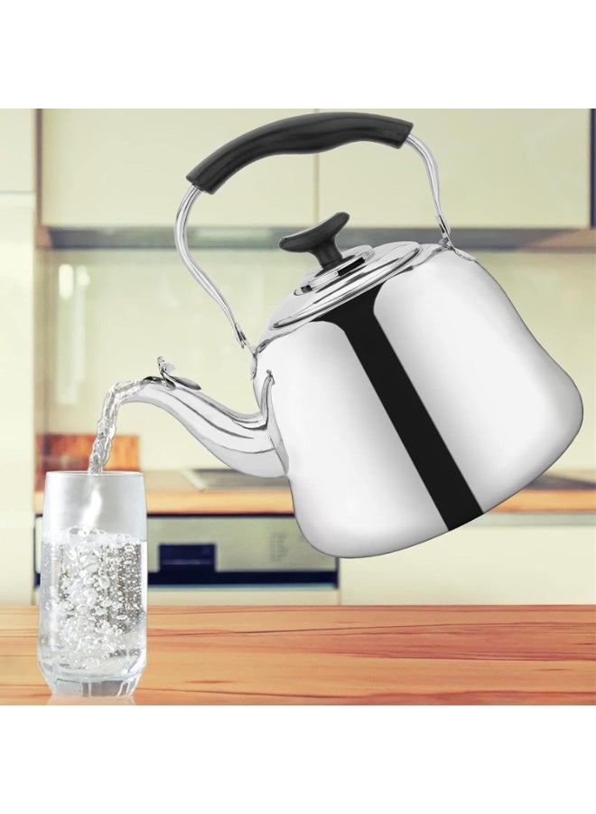 هابي هوم غلاية شاي من الفولاذ المقاوم للصدأ غلاية شاي صفير بمقبض بارد للمنزل، السكن الجامعي،قاعدة رقيقة بلمسة نهائية من المرآة (1 لتر) - Image 2