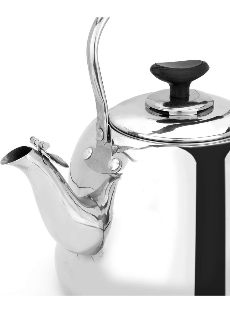 هابي هوم غلاية شاي من الفولاذ المقاوم للصدأ غلاية شاي صفير بمقبض بارد للمنزل، السكن الجامعي،قاعدة رقيقة بلمسة نهائية من المرآة (1 لتر) - Image 3