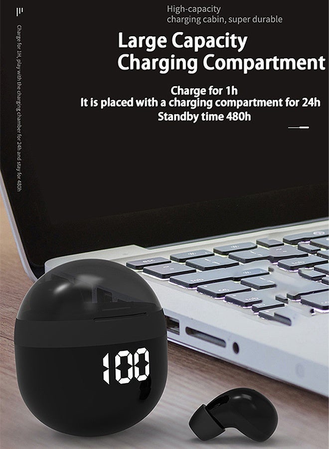 Gecomo Wireless Earbuds, Small Mini Invisible Earbuds, Work Wireless Bluetooth Tiny Low Profile Micro Smallest Discreet Earbuds Hidden for Work Small Ear Buds Tiny Mini Invisible Headphones Discreet Hidden Headphones (Black) - Image 4