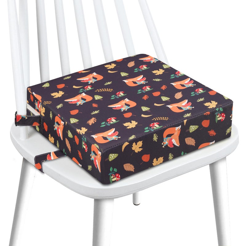 Toddler Booster Seat for Dining Table Stronger Support Double Safe Straps Booster Seat Dining Toddler Portable Travel Increasing Cushion Black Fox