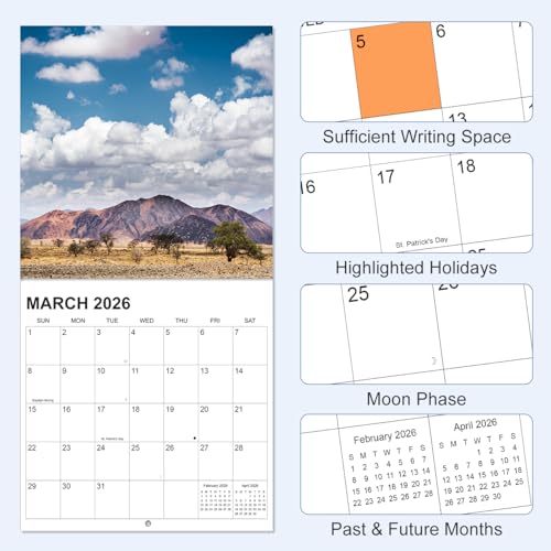 Tuun Fuplan Calendar 2026 - Wall Calendar from January 2026 to June 2027, 2026 Wall Calendar with Holiday Marked, Premium Paper for Organizing, 12'' x 12'', National Park-B - Image 4