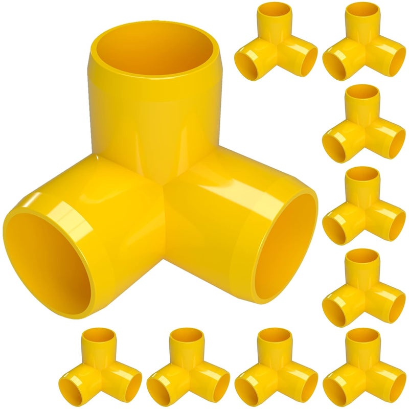 FORMUFIT 1/2” 3-Way Elbow Furniture Grade PVC Fitting in Yellow, Made in USA, UV-Resistant, Impact-Proof, 0.840” Actual Socket Diameter (Pack of 10) - Image 1