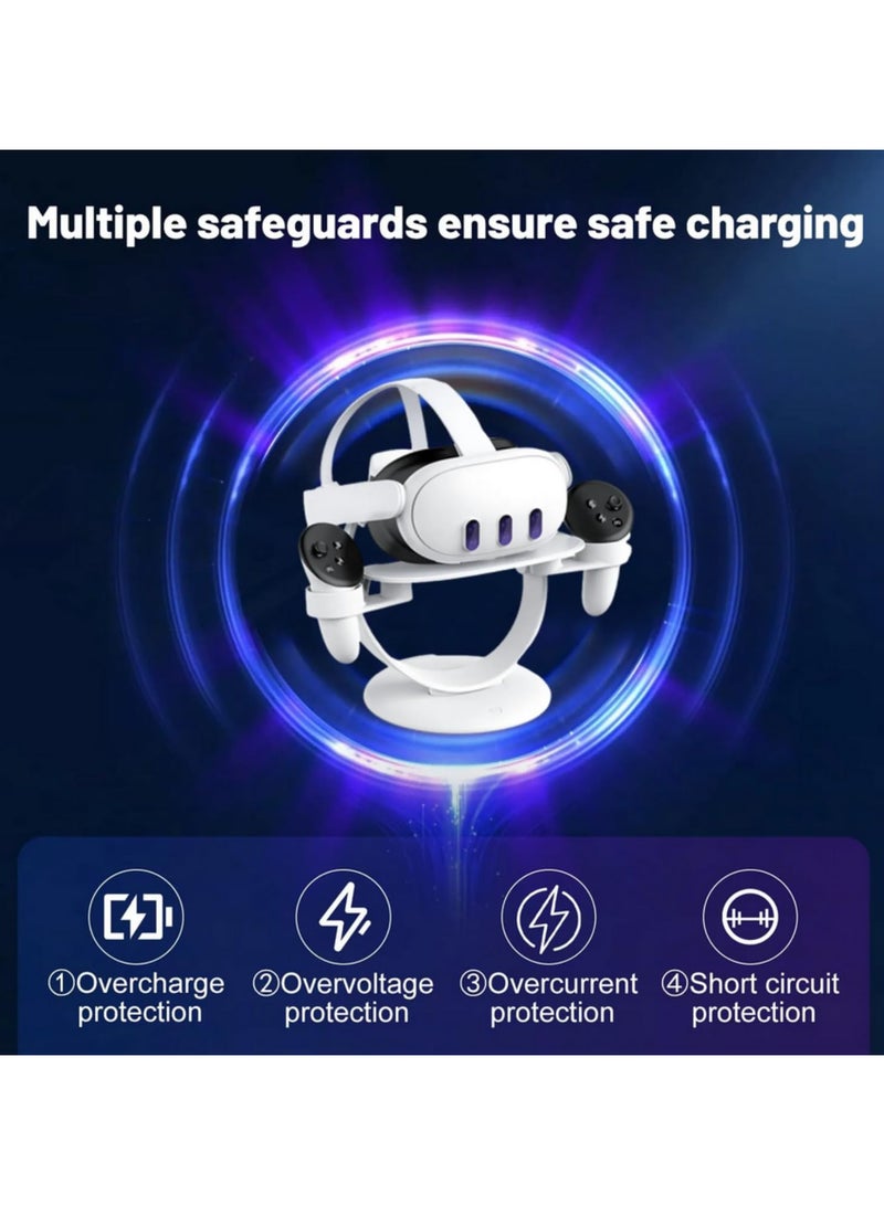 حامل وحدات تحكم Meta Quest 3، حامل عرض سماعة VR، إكسسوارات لوحدات تحكم Meta Quest 3 و Quest 2 VR، قاعدة شحن ومنظم تخزين - Image 5