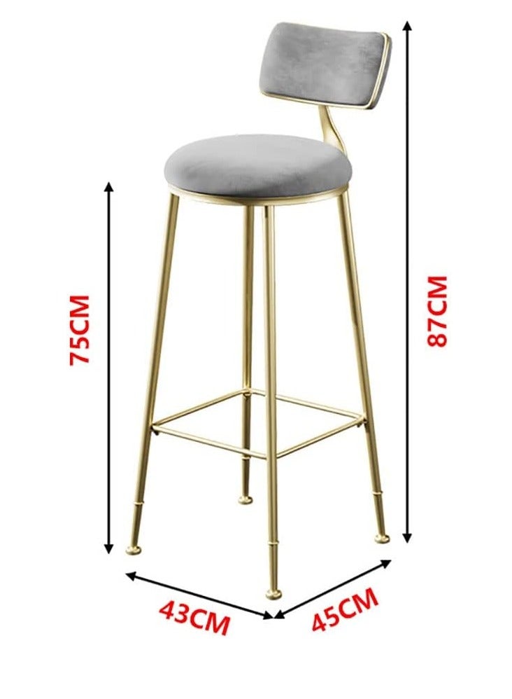 Generic Bar Stool Chair Footrest High Stool With Backs Upholstered Counter Height Stools Bar Chairs For Kitchen Pub Breakfast Stool With Metal Legs - Green  - Image 2