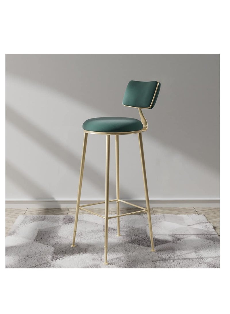 Generic Bar Stool Chair Footrest High Stool With Backs Upholstered Counter Height Stools Bar Chairs For Kitchen Pub Breakfast Stool With Metal Legs - Green  - Image 3