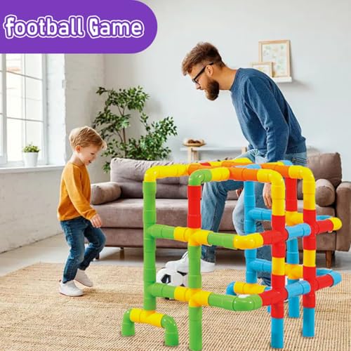 RAINBOW TOYFROG Fun Plus Size 156 Piece Pipe Building Blocks Set for Kids 48 Toddlers Daycare Educational STEM Interlocking Pipes Tubes Construction Blocks Makes Variety of Cars Push Toys - Image 5