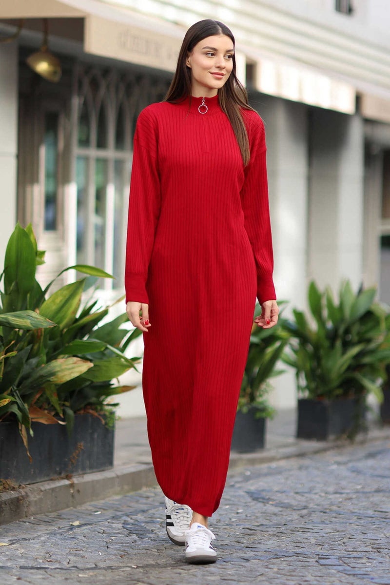 Rodi Women's Front Zippered Full-length Knitwear Dress RD24KB010227  - Image 1