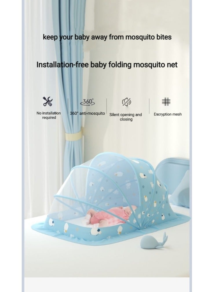 Portable baby mosquito net, multifunctional foldable instant portable pop-up mosquito net, newly upgraded 5 brackets/encrypted mesh, good light shielding, 360° anti-mosquito, suitable for babies aged 0-3 years old - Image 1