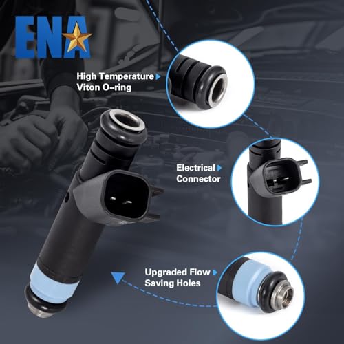 ENA حقن الوقود ENA لـ FJ454 280155784 0280155784 81212128 مجموعة من 6 متوافقة مع دودج جيب دورانغو رام 1500 2500 3500 فان جراند شيروكي TJ رانجلر L6 V8 4.0L 5.2L 1999 2000 2001 2002 2003 2004 - Image 2