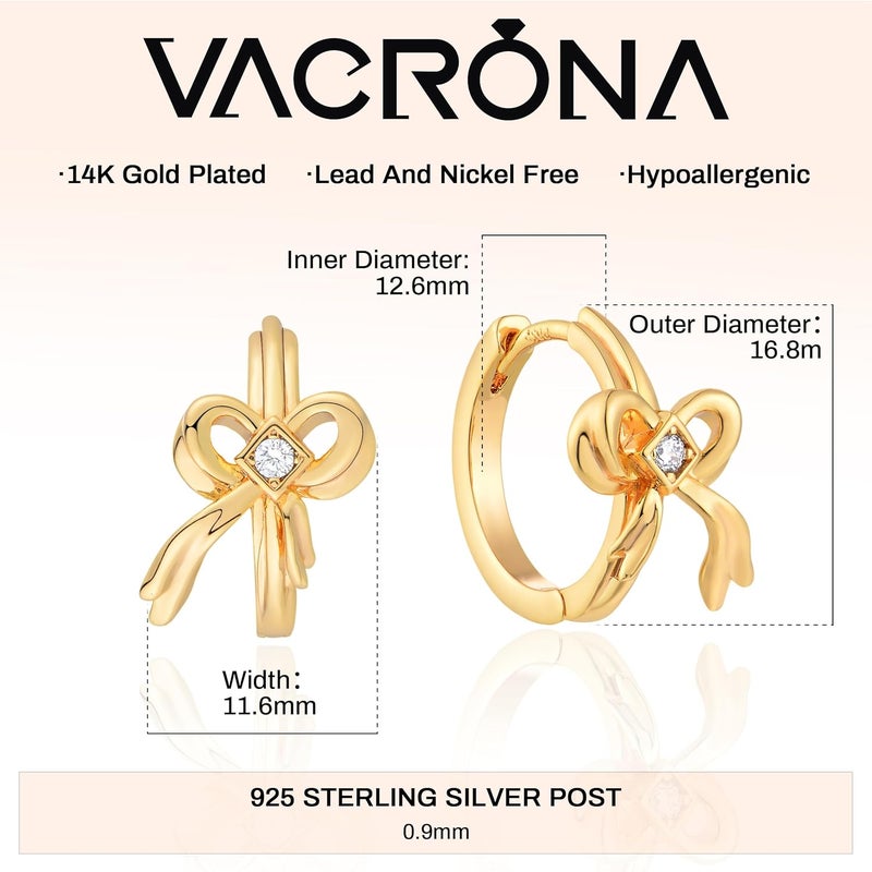 VACRONA Cubic Zirconia Huggie Earrings 14k Gold Plated Tiny Earrings Small Huggie Hoop Earrings Simple Lightweight Hoops Gift for Women - Image 5