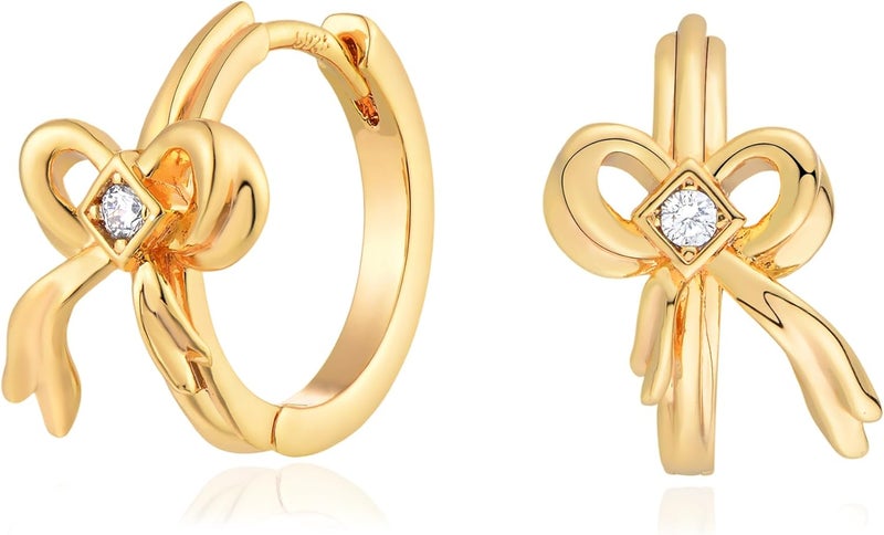 VACRONA Cubic Zirconia Huggie Earrings 14k Gold Plated Tiny Earrings Small Huggie Hoop Earrings Simple Lightweight Hoops Gift for Women - Image 1