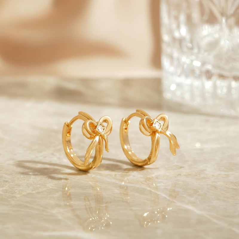 VACRONA Cubic Zirconia Huggie Earrings 14k Gold Plated Tiny Earrings Small Huggie Hoop Earrings Simple Lightweight Hoops Gift for Women - Image 4