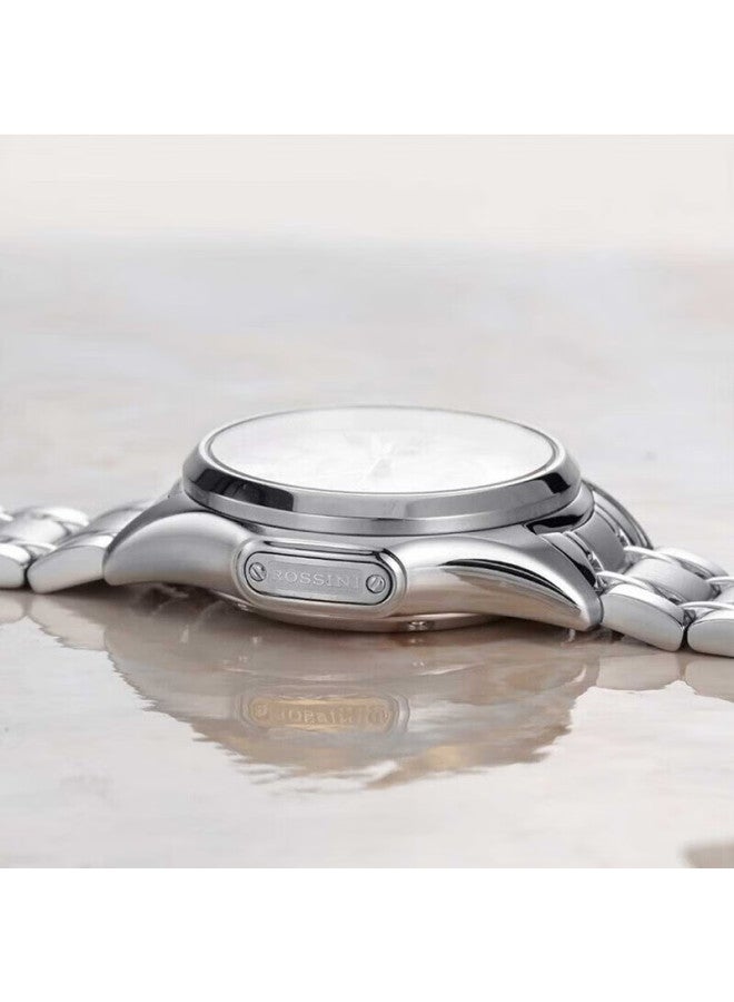Rossini Women's Automatic Mechanical Watch With White Dial And Steel Strap, Birthday Gift For Girlfriend, Chinese Brand, Water-resistant, Light Luxury And Elegant Style 8714 - Image 5