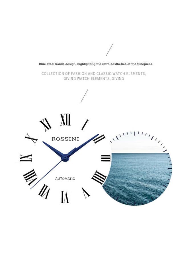 Rossini Women's Automatic Mechanical Watch With White Dial And Steel Strap, Birthday Gift For Girlfriend, Chinese Brand, Water-resistant, Light Luxury And Elegant Style 8714 - Image 2