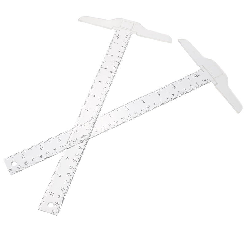 2Pcs 30Cm Plastic T Shape Ruler Double Sided Scale Drawing Tool For School - Image 2