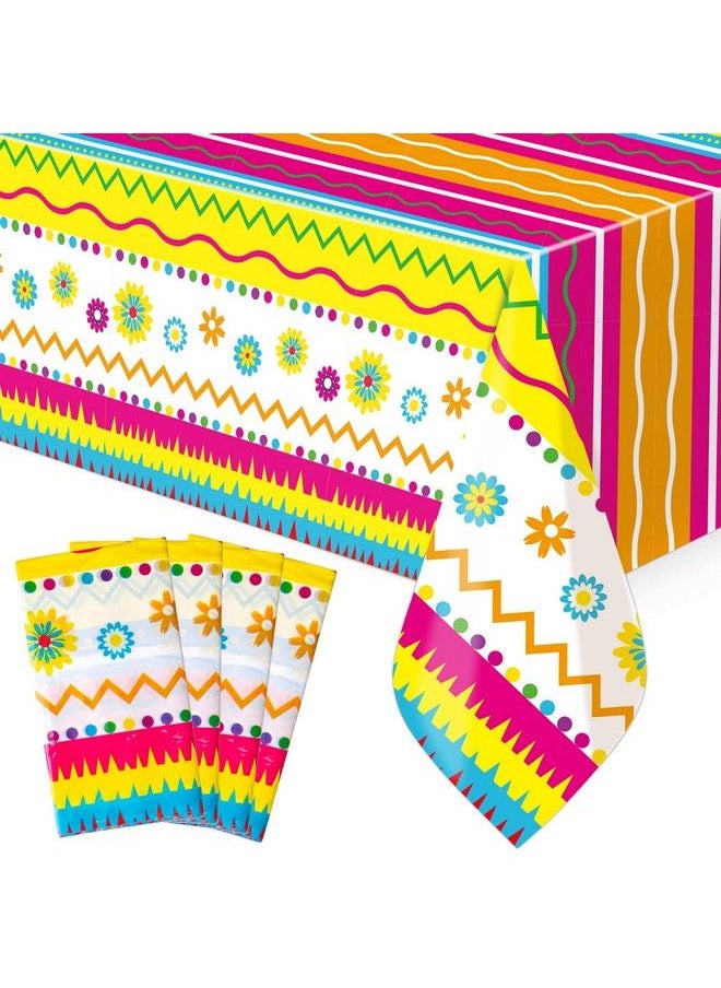 Fancy Land 4 Pack Cinco De Mayo Tablecloths Mexican Fiesta Plastic Tablecloths 54” X 108” Party Birthday Decoration  - Image 1