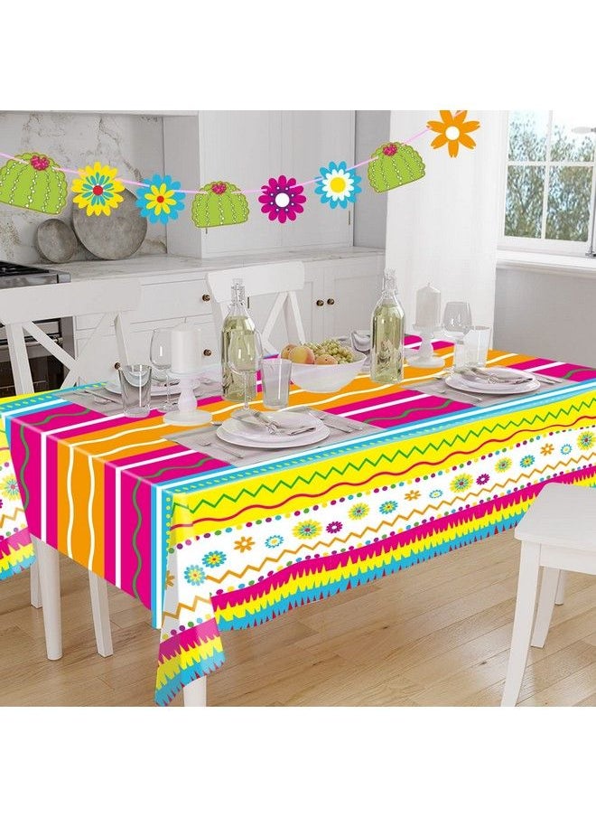 Fancy Land 4 Pack Cinco De Mayo Tablecloths Mexican Fiesta Plastic Tablecloths 54” X 108” Party Birthday Decoration  - Image 4