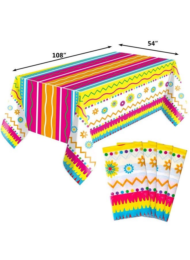 Fancy Land 4 Pack Cinco De Mayo Tablecloths Mexican Fiesta Plastic Tablecloths 54” X 108” Party Birthday Decoration  - Image 3