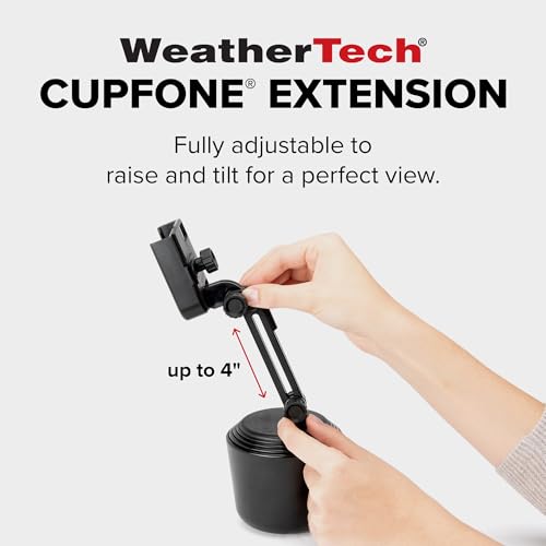 WeatherTech حامل الهاتف المحمول WeatherTech CupFone مع امتداد - قابل للتعديل، حامل أكواب عالمي للسيارات والشاحنات - أفضل تصميم لشحن iPhone والهواتف الذكية - مقابض بلاستيكية سوداء - Image 2