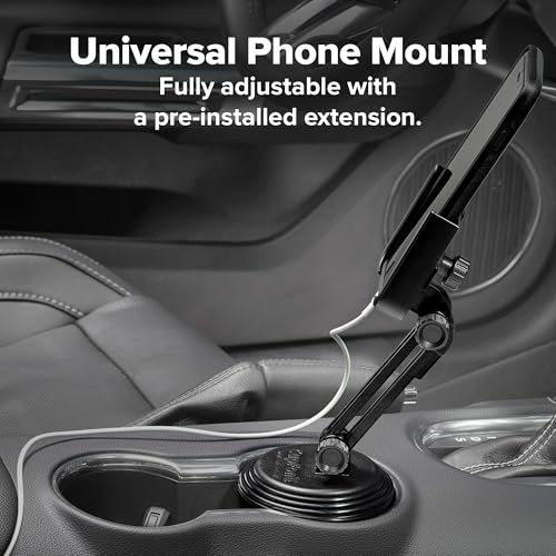 WeatherTech حامل الهاتف المحمول WeatherTech CupFone مع امتداد - قابل للتعديل، حامل أكواب عالمي للسيارات والشاحنات - أفضل تصميم لشحن iPhone والهواتف الذكية - مقابض بلاستيكية سوداء - Image 5