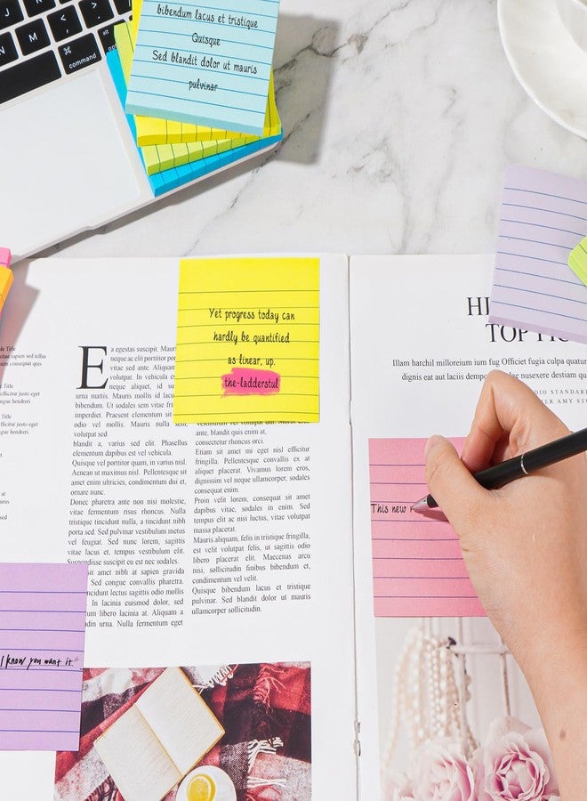 YEECOK (18 Pads) Lined Sticky Notes 3x3 in Bright Ruled Post Stickies Colorful Super Sticking Power Memo Pads - Image 5