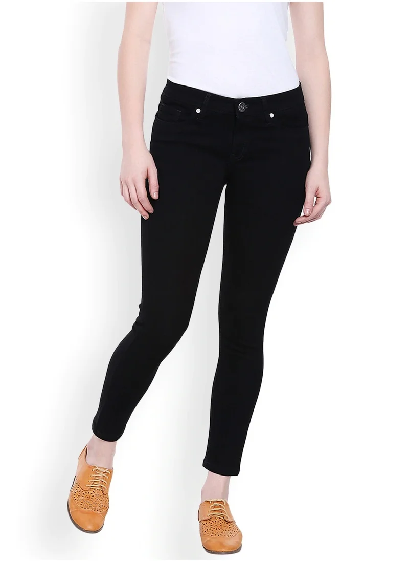 HIGH STAR Women Black Slim Fit Mid-Rise Clean Look Stretchable Jeans