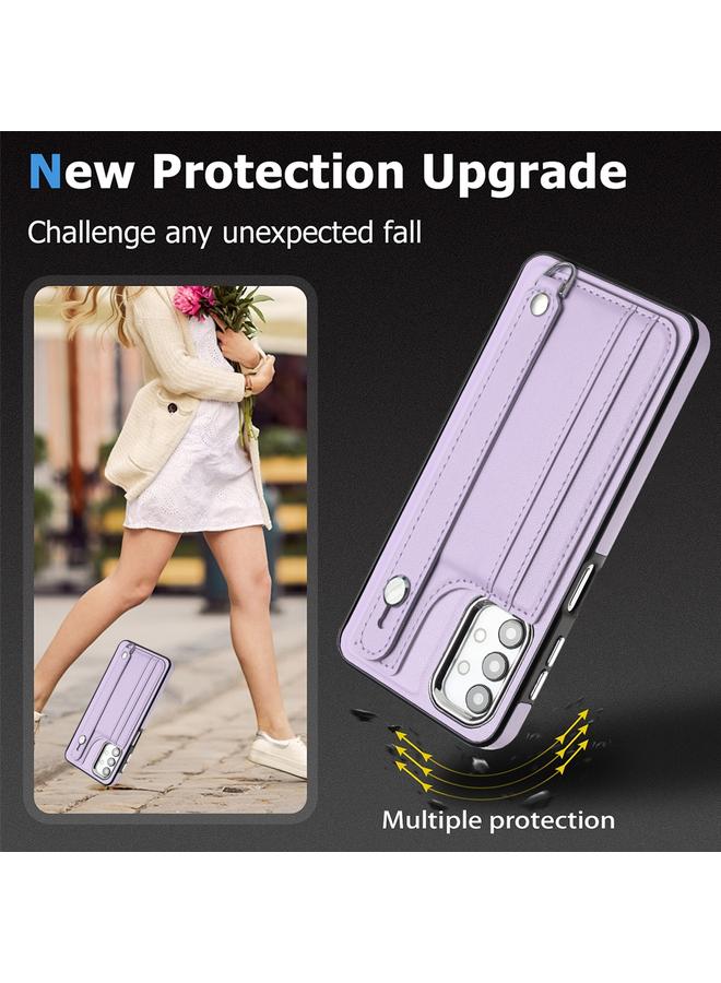 S-TOP Case For Samsung Galaxy A32 5G Shockproof Leather Phone Case with Wrist Strap - Image 3