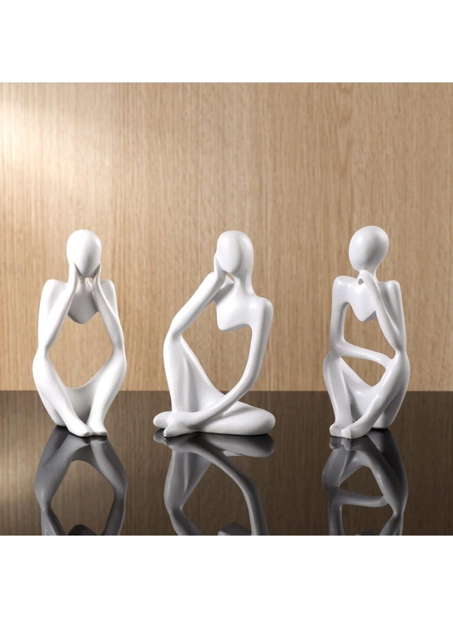 تمثال المفكر الأبيض، منحوتات تجريدية لديكور المنزل، تماثيل راتنجية عصرية، زخارف بيضاء لرفوف الكتب، طاولات القهوة، الأرفف، سطح المكتب، ديكور المكاتب، تماثيل فنية قابلة للتحصيل - Image 1