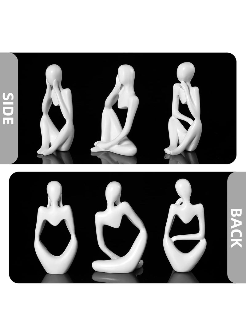 تمثال المفكر الأبيض، منحوتات تجريدية لديكور المنزل، تماثيل راتنجية عصرية، زخارف بيضاء لرفوف الكتب، طاولات القهوة، الأرفف، سطح المكتب، ديكور المكاتب، تماثيل فنية قابلة للتحصيل - Image 3