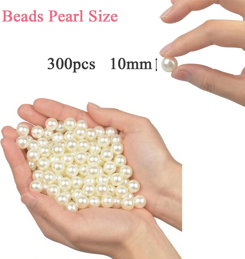 YIXUAN High Gloss Beads, Pack of 300 10 mm Faux Pearls without Hole, Artificial Pearls without Drilling for Vase Fillers, DIY Crafts, Table Decoration, Wedding Decoration, Home Accessories - Image 2