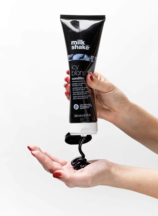 Milk Shake Icy Blond Conditioner – Black Pigment Anti-Yellow Conditioner for Very Light Blonde & Platinum Hair – Paraben Free with Grapeseed Oil & Integrity 41 for Ash Tones, Shine & Color Protection, 250ml - Image 5