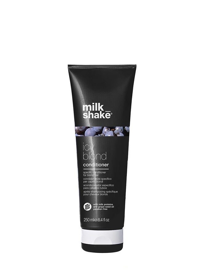 Milk Shake Icy Blond Conditioner – Black Pigment Anti-Yellow Conditioner for Very Light Blonde & Platinum Hair – Paraben Free with Grapeseed Oil & Integrity 41 for Ash Tones, Shine & Color Protection, 250ml - Image 1
