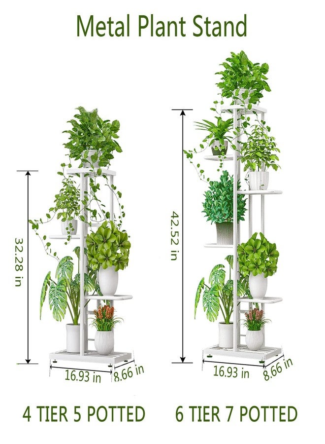 LINZINAR Metal 4 Tier 5 Potted Plant Stand Indoor Outdoor White - Image 4
