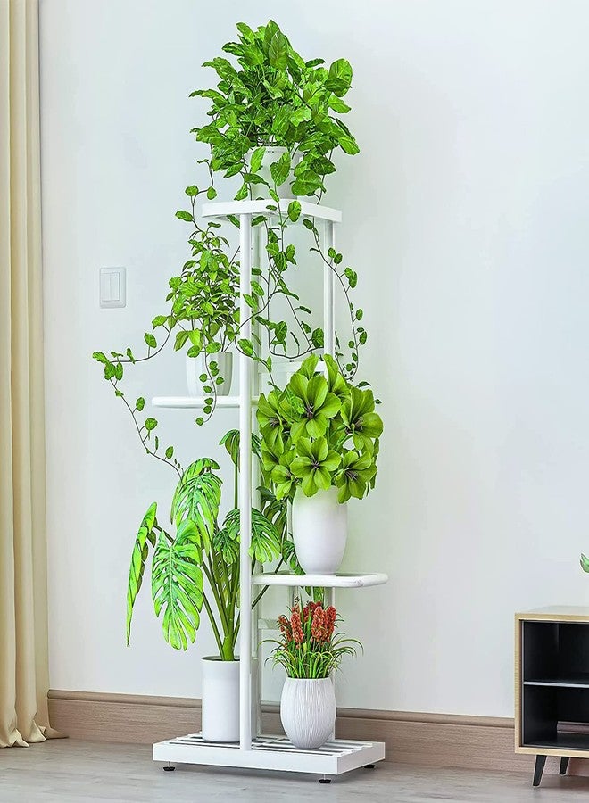 LINZINAR Metal 4 Tier 5 Potted Plant Stand Indoor Outdoor White - Image 3