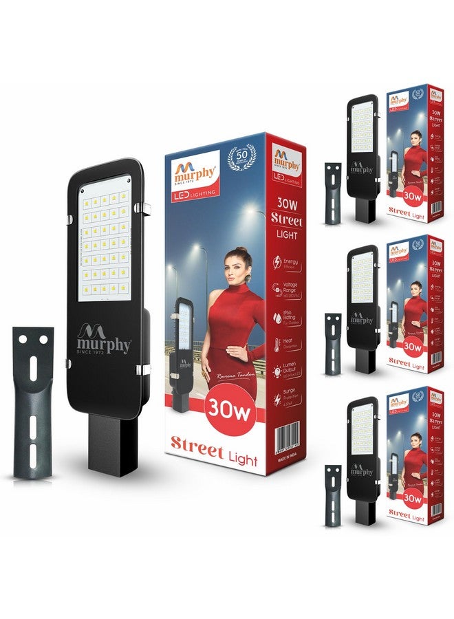 Murphy LED 30W IP-65 BIS Approved Waterproof Outdoor Street Light, Cool White, Pack of 4 - Image 1