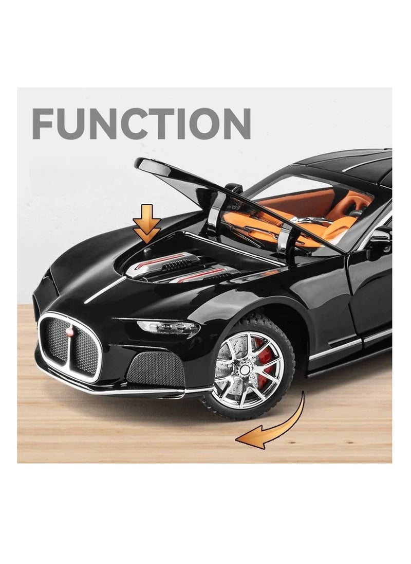 Toyland 1: 24 Scale Bugatti Atlantic Model Car Toy, Alloy Diecast Car 6 Doors Openable Vehicle with Light Sound Pullback Car Toy  - Image 3