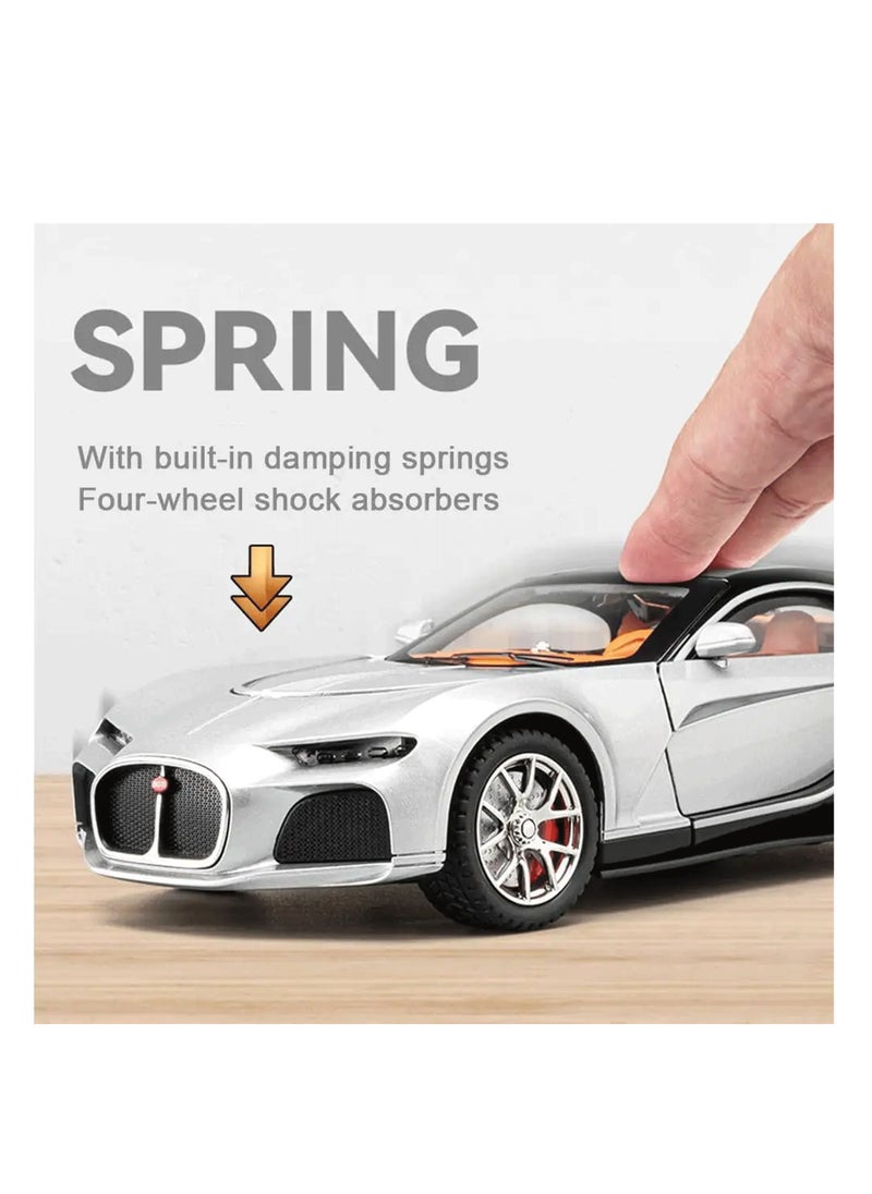 Toyland 1: 24 Scale Bugatti Atlantic Model Car Toy, Alloy Diecast Car 6 Doors Openable Vehicle with Light Sound Pullback Car Toy  - Image 5
