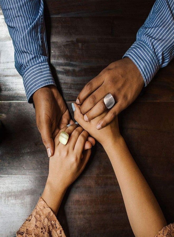 Aprilery Gold and Silver Rings for Women, Chunky Signet Statement Rings Gold Plated Band Ring Wide Metal Square Rings Cocktail Costume Jewelry for Her - Image 3