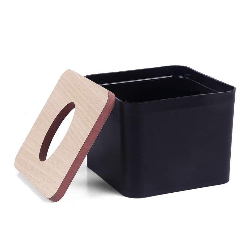 KR STORE Pop Up Table Top Tissue Box Table Top Removable Bamboo Wood Cover Plastic Tissue Box Holder Storage Organizer Fashion Tissue Holder Case for Home Decoration 2 - Image 3